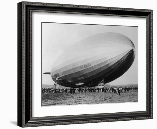 Graf Zeppelin People Mill Around as the Airship Prepares for Take Off-null-Framed Photographic Print