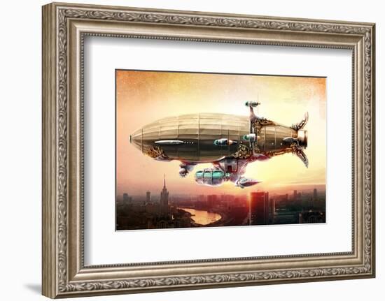 Graf Zepplin Fantasy Dirigible-null-Framed Premium Giclee Print