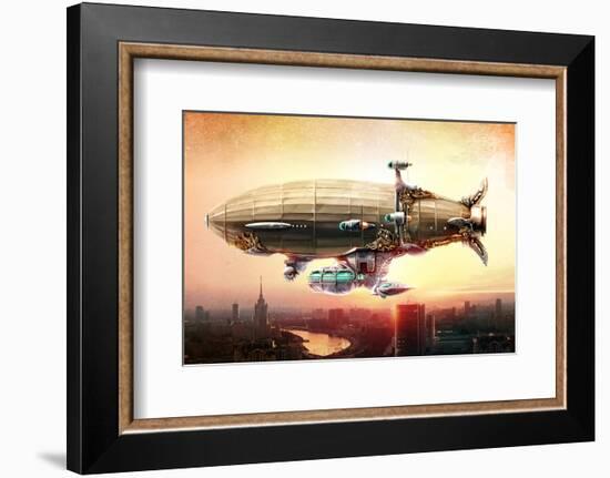 Graf Zepplin Fantasy Dirigible-null-Framed Premium Giclee Print