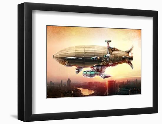 Graf Zepplin Fantasy Dirigible-null-Framed Premium Giclee Print