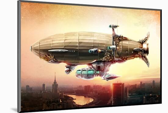 Graf Zepplin Fantasy Dirigible-null-Mounted Art Print