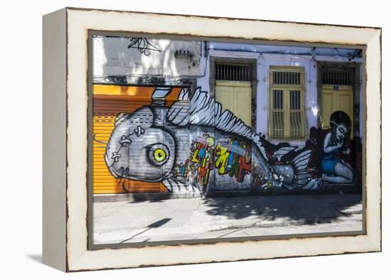 Graffiti Art Work on Houses in Lapa, Rio De Janeiro, Brazil, South America-Michael Runkel-Framed Premier Image Canvas