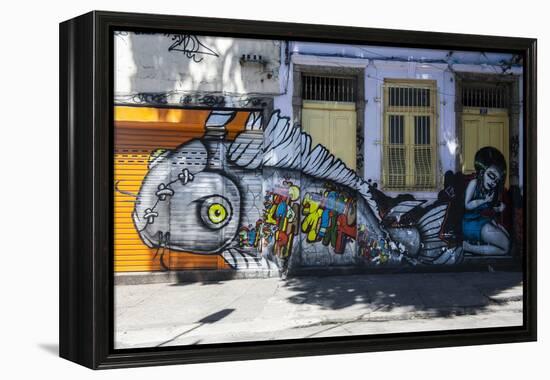 Graffiti Art Work on Houses in Lapa, Rio De Janeiro, Brazil, South America-Michael Runkel-Framed Premier Image Canvas