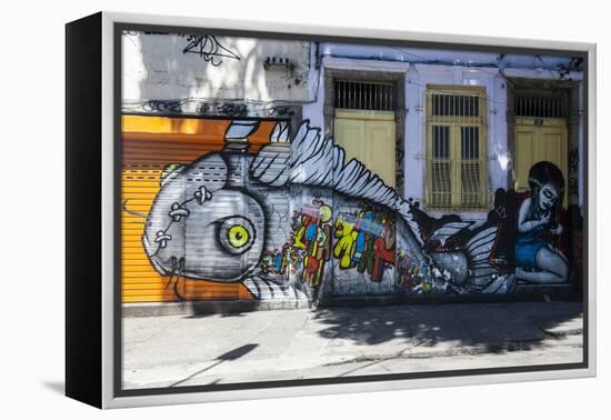 Graffiti Art Work on Houses in Lapa, Rio De Janeiro, Brazil, South America-Michael Runkel-Framed Premier Image Canvas