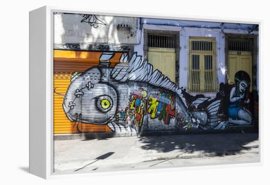 Graffiti Art Work on Houses in Lapa, Rio De Janeiro, Brazil, South America-Michael Runkel-Framed Premier Image Canvas