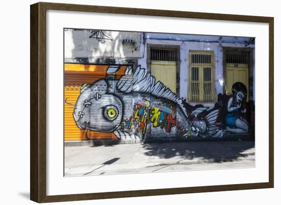 Graffiti Art Work on Houses in Lapa, Rio De Janeiro, Brazil, South America-Michael Runkel-Framed Photographic Print