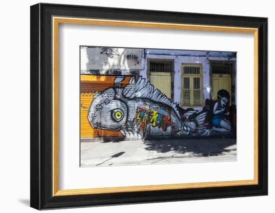 Graffiti Art Work on Houses in Lapa, Rio De Janeiro, Brazil, South America-Michael Runkel-Framed Photographic Print