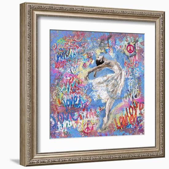 Graffiti Ballerina 1-Marta Wiley-Framed Art Print