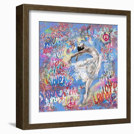 Graffiti Ballerina 1-Marta Wiley-Framed Art Print