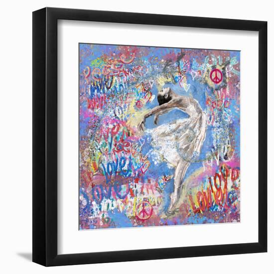 Graffiti Ballerina 1-Marta Wiley-Framed Art Print