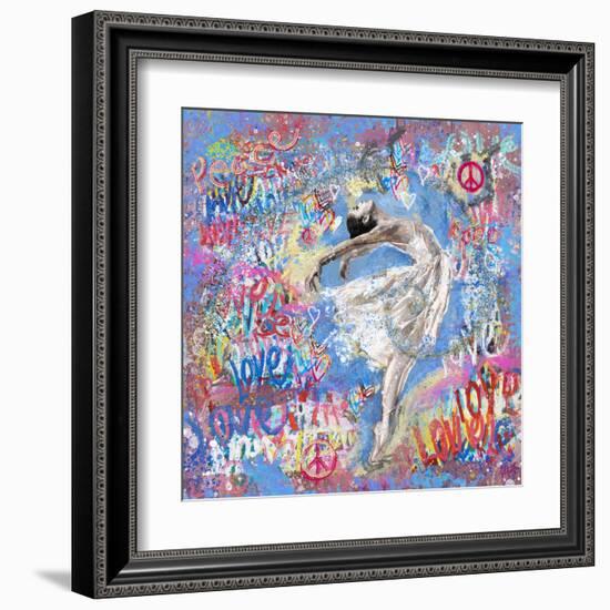 Graffiti Ballerina 1-Marta Wiley-Framed Art Print