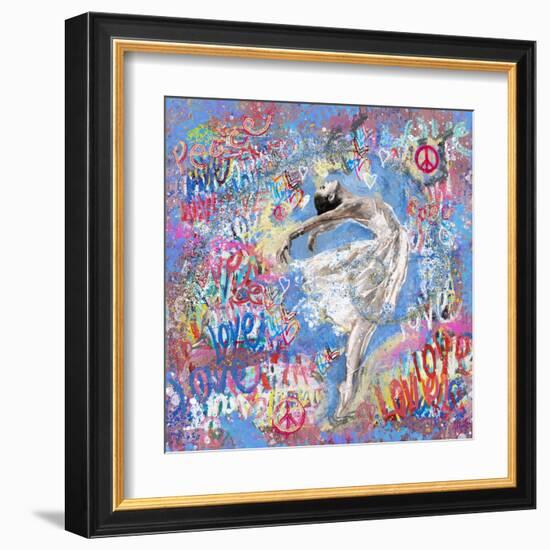 Graffiti Ballerina 1-Marta Wiley-Framed Art Print