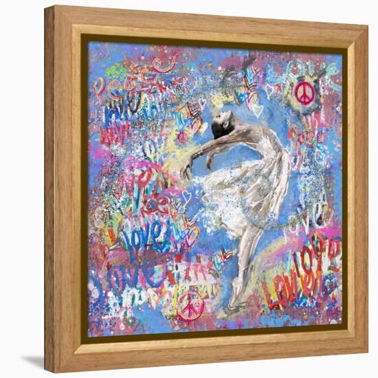 Graffiti Ballerina 1-Marta Wiley-Framed Stretched Canvas