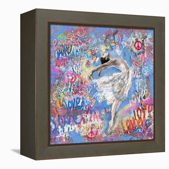 Graffiti Ballerina 1-Marta Wiley-Framed Stretched Canvas