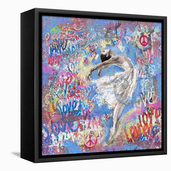 Graffiti Ballerina 1-Marta Wiley-Framed Stretched Canvas