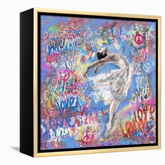 Graffiti Ballerina 1-Marta Wiley-Framed Stretched Canvas