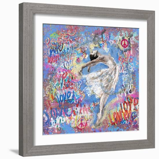 Graffiti Ballerina 1-Marta Wiley-Framed Art Print