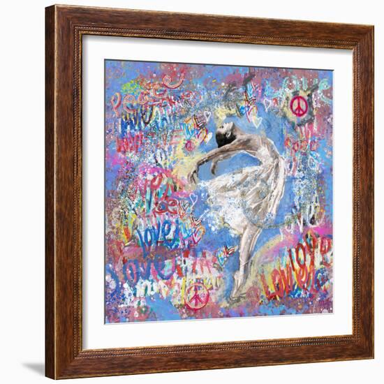 Graffiti Ballerina 1-Marta Wiley-Framed Art Print