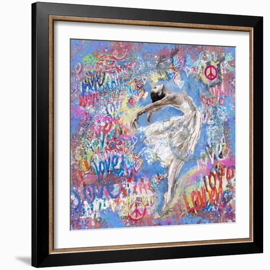 Graffiti Ballerina 1-Marta Wiley-Framed Art Print