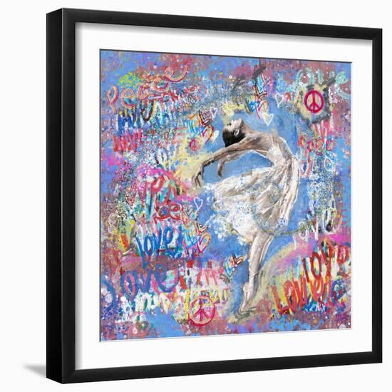 Graffiti Ballerina 1-Marta Wiley-Framed Art Print