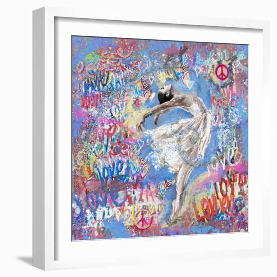 Graffiti Ballerina 1-Marta Wiley-Framed Art Print