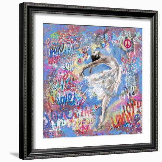 Graffiti Ballerina 1-Marta Wiley-Framed Art Print