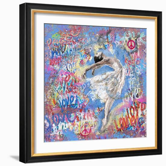 Graffiti Ballerina 1-Marta Wiley-Framed Art Print