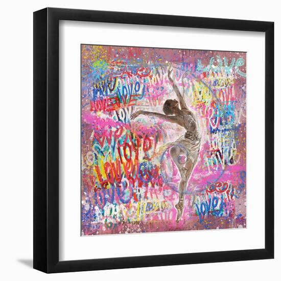 Graffiti Ballerina 2-Marta Wiley-Framed Art Print