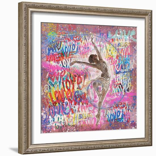 Graffiti Ballerina 2-Marta Wiley-Framed Art Print