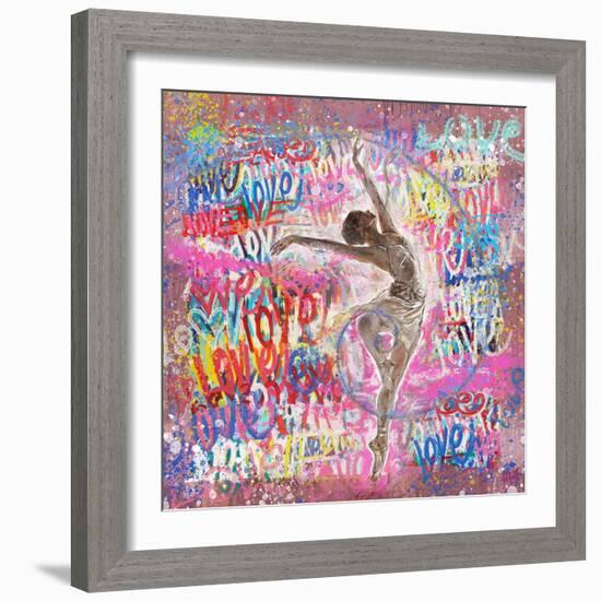 Graffiti Ballerina 2-Marta Wiley-Framed Art Print