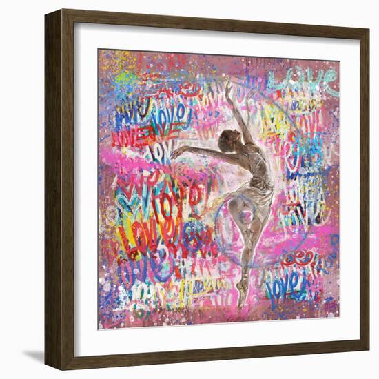 Graffiti Ballerina 2-Marta Wiley-Framed Art Print
