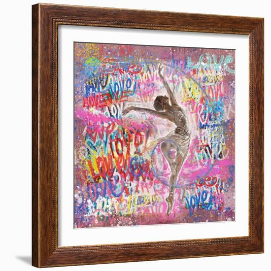 Graffiti Ballerina 2-Marta Wiley-Framed Art Print