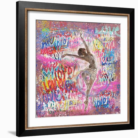 Graffiti Ballerina 2-Marta Wiley-Framed Art Print