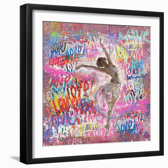 Graffiti Ballerina 2-Marta Wiley-Framed Art Print