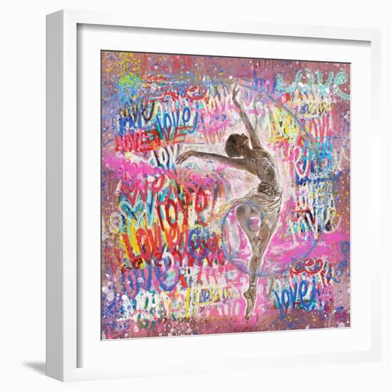 Graffiti Ballerina 2-Marta Wiley-Framed Art Print