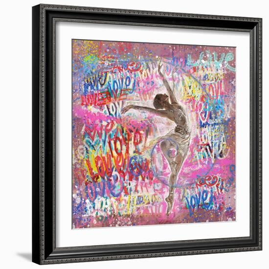 Graffiti Ballerina 2-Marta Wiley-Framed Art Print