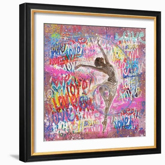 Graffiti Ballerina 2-Marta Wiley-Framed Art Print