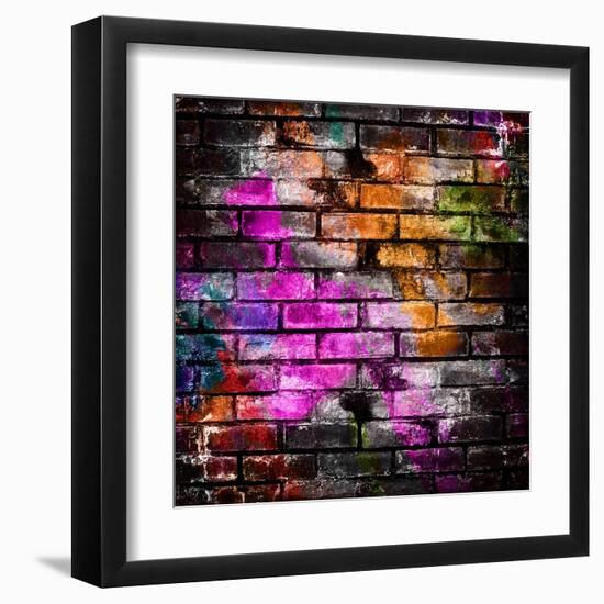 Graffiti Brick Wall-Eky Studio-Framed Art Print