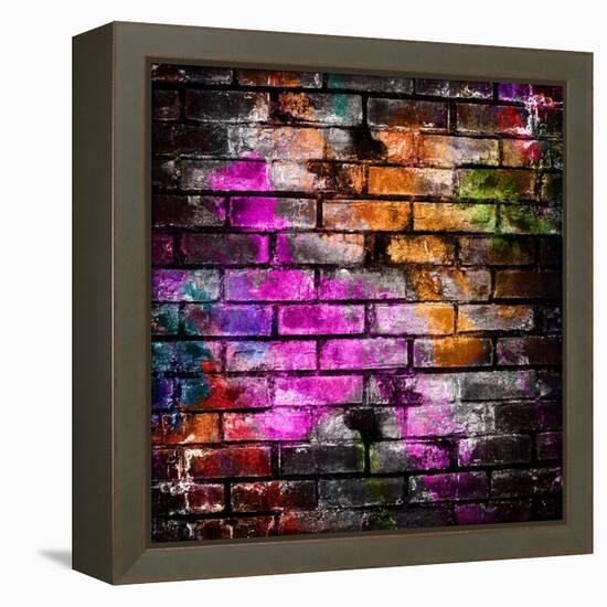 Graffiti Brick Wall-Eky Studio-Framed Stretched Canvas
