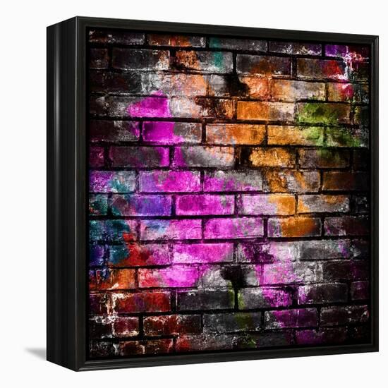 Graffiti Brick Wall-Eky Studio-Framed Stretched Canvas