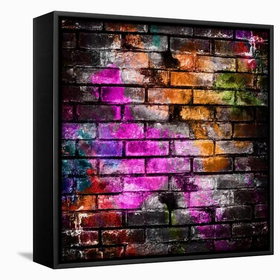 Graffiti Brick Wall-Eky Studio-Framed Stretched Canvas