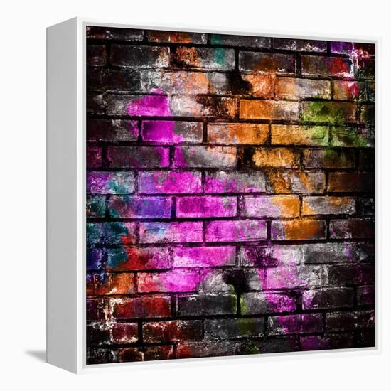 Graffiti Brick Wall-Eky Studio-Framed Stretched Canvas