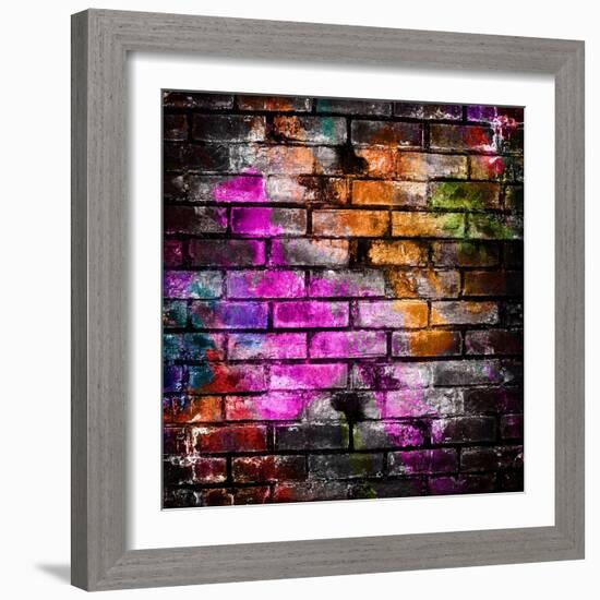 Graffiti Brick Wall-Eky Studio-Framed Art Print