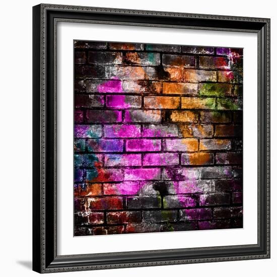 Graffiti Brick Wall-Eky Studio-Framed Art Print