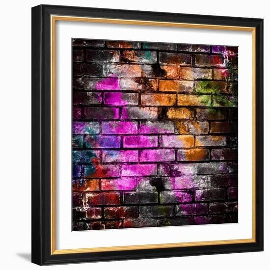 Graffiti Brick Wall-Eky Studio-Framed Art Print