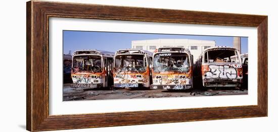 Graffiti Buses at Junkyard, San Francisco, California, USA-null-Framed Photographic Print