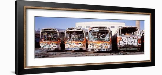 Graffiti Buses at Junkyard, San Francisco, California, USA-null-Framed Photographic Print