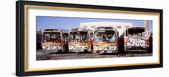 Graffiti Buses at Junkyard, San Francisco, California, USA-null-Framed Photographic Print