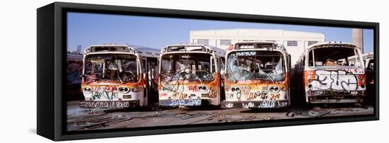 Graffiti Buses at Junkyard, San Francisco, California, USA-null-Framed Premier Image Canvas