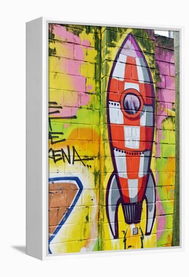 Graffiti, Coloured Rocket, Ottensen, Hanseatic City Hamburg, Germany-Axel Schmies-Framed Premier Image Canvas